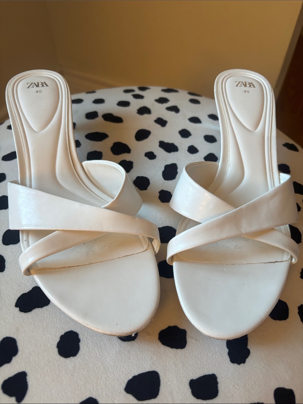 Zara Cream Crisscross Slide Mules